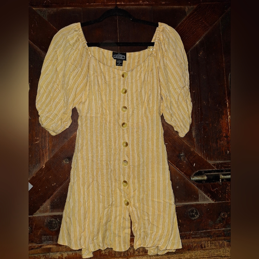 Angie Mustard and White Striped Top